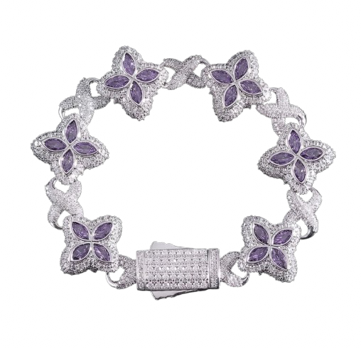 Four-Petal Clover Stations, Purple Marquise Centres