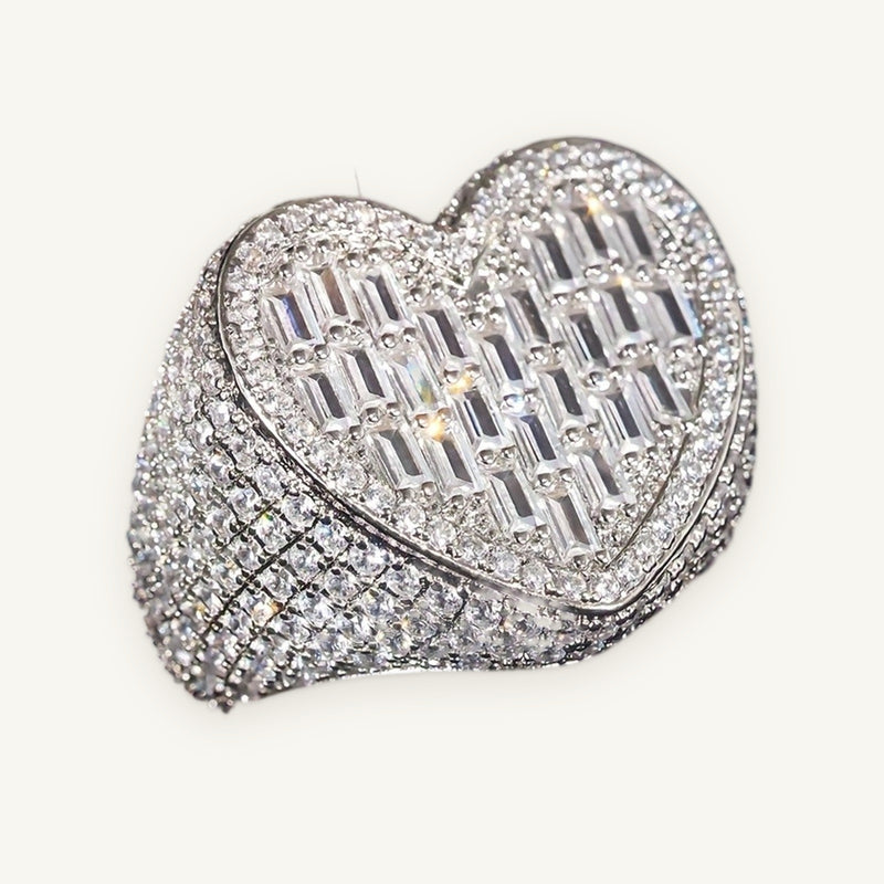 Iced Heart Ring in silver tone, OMBI AMOR 01