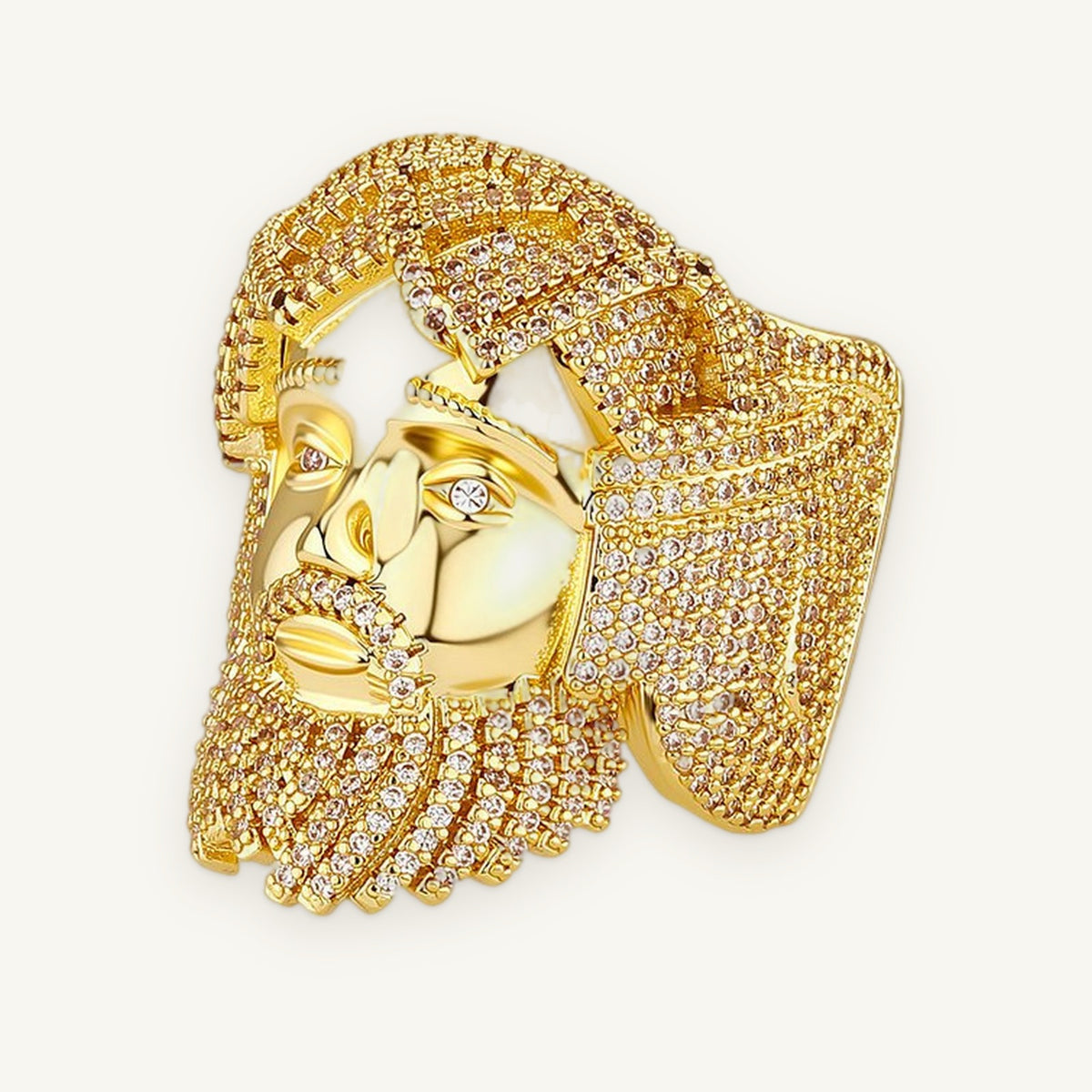 Iced Rasta Face Ring in gold tone, OMBI ICON 01