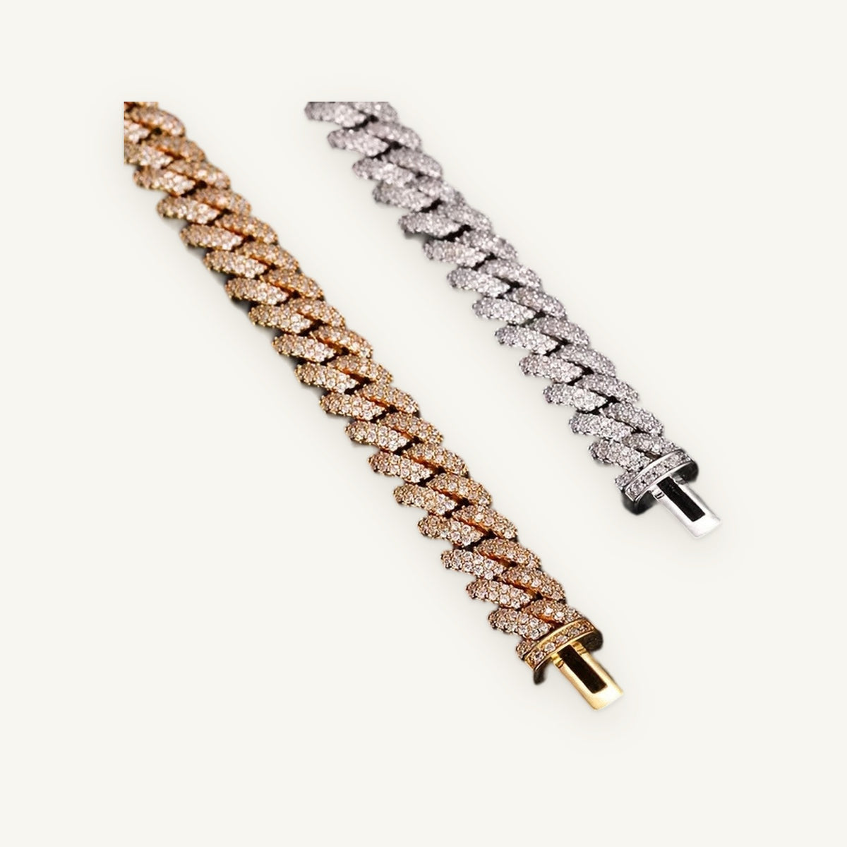 Thin Iced Cuban Bracelet in gold and silver tone, OMBI LINK 01