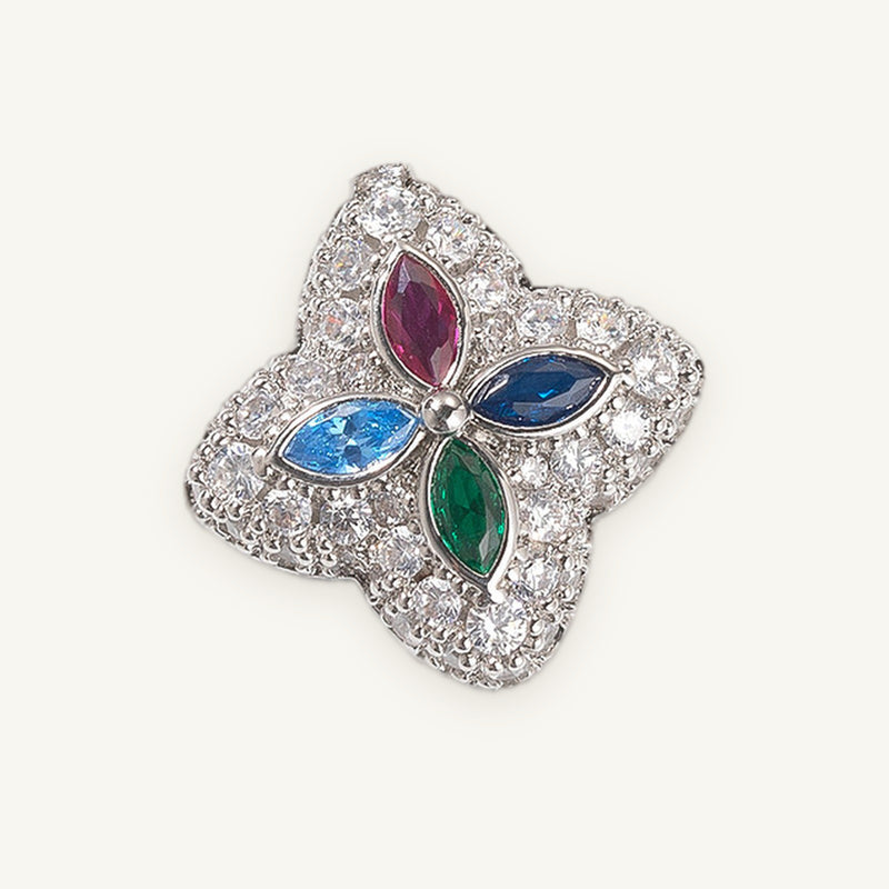 Iced Clover Pendant in silver tone, OMBI LUCKY 01