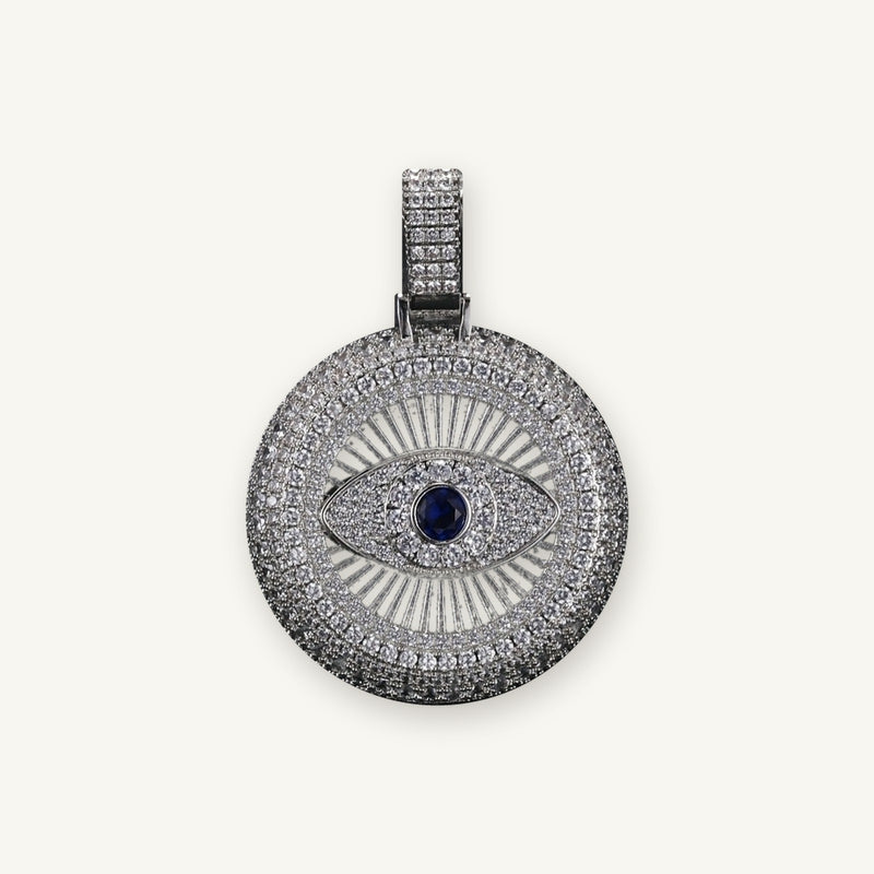NAZAR 01 Iced Evil Eye Pendant, silver tone, iced, pendant only