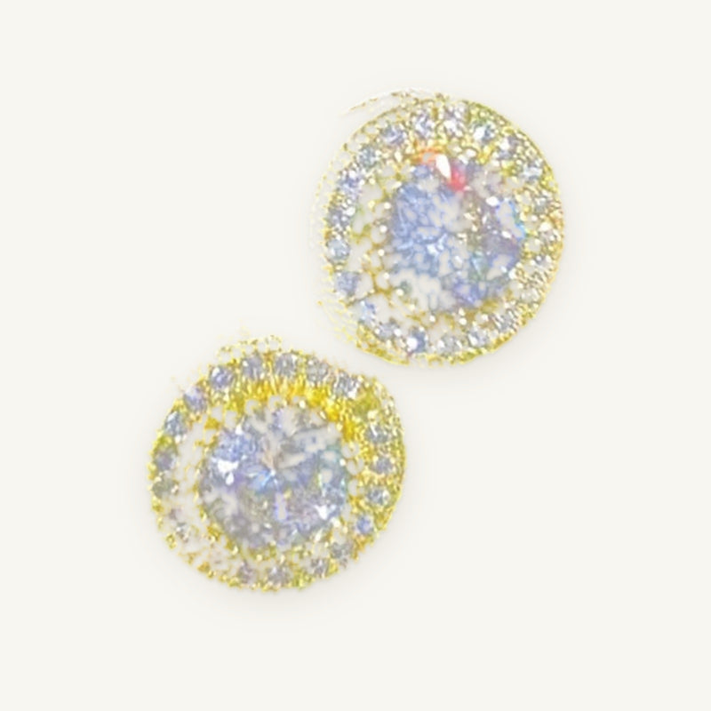 Round Iced Studs in gold and silver tone, OMBI SPARK 01