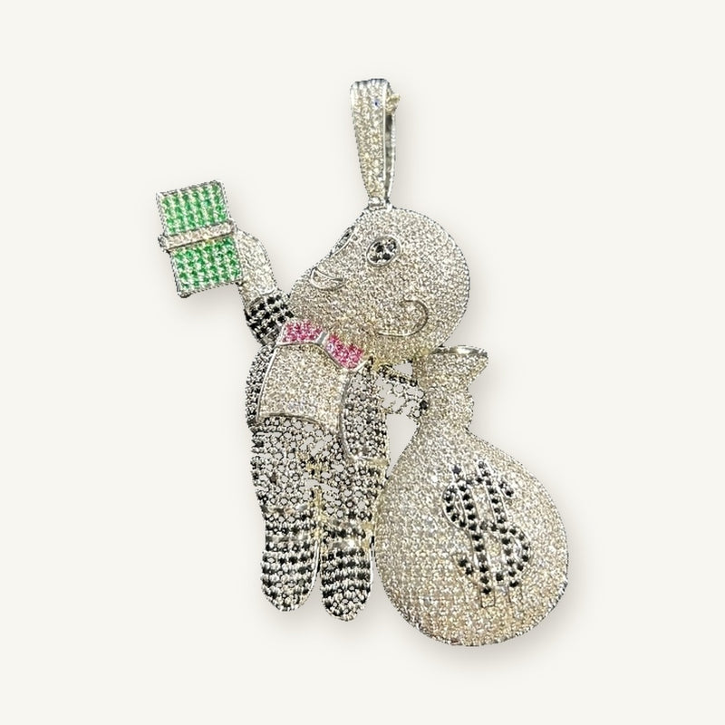 Money Bag Kid Pendant — Silver