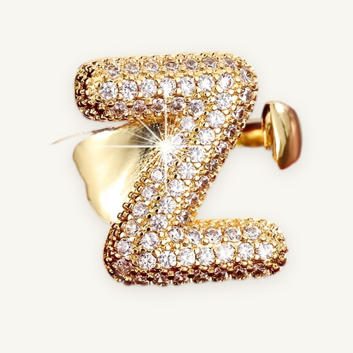 Iced Initial Ring in gold tone, OMBI BUBBLE 01