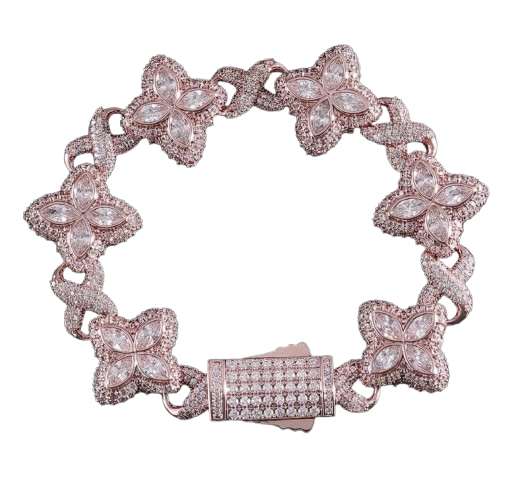 Four-Petal Clover Stations, Marquise Cut Centres — Rose
