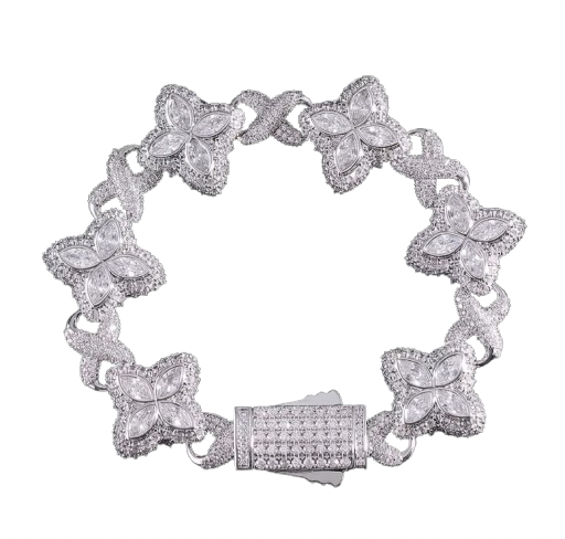 Four-Petal Clover Stations, Marquise Cut — White