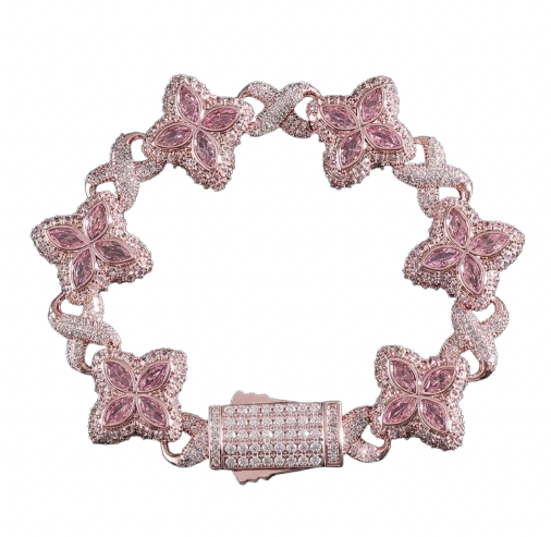 Four-Petal Clover Stations, Pink Marquise Centres