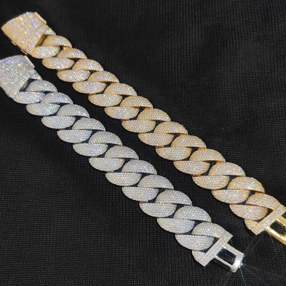 TITAN 01 24mm Cuban Bracelet, gold tone, iced