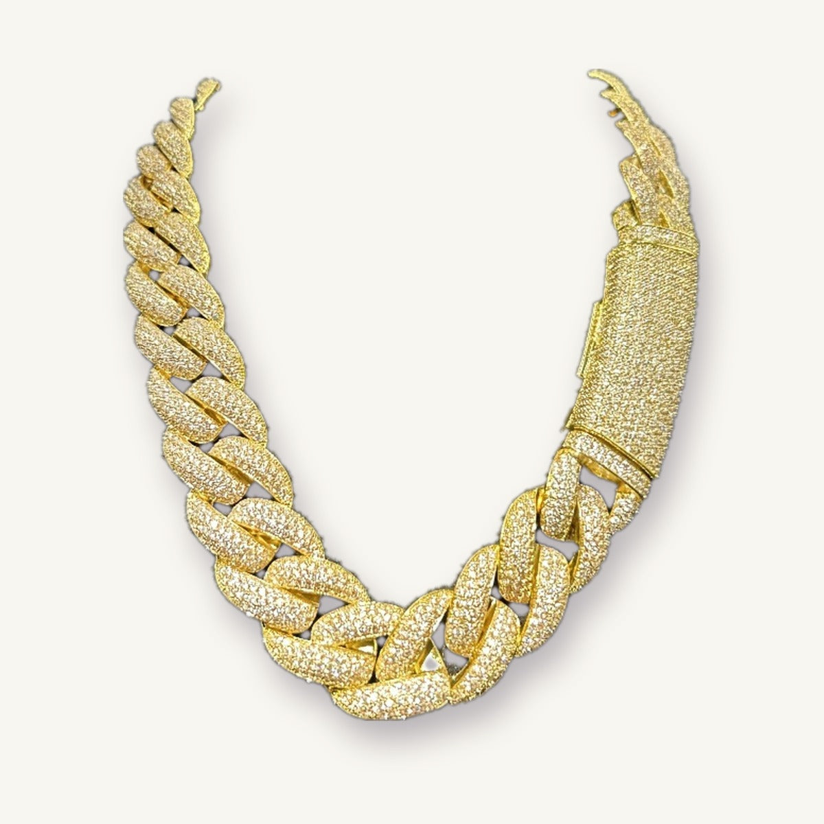 FROST 01 Iced Cuban Link Chain, gold tone