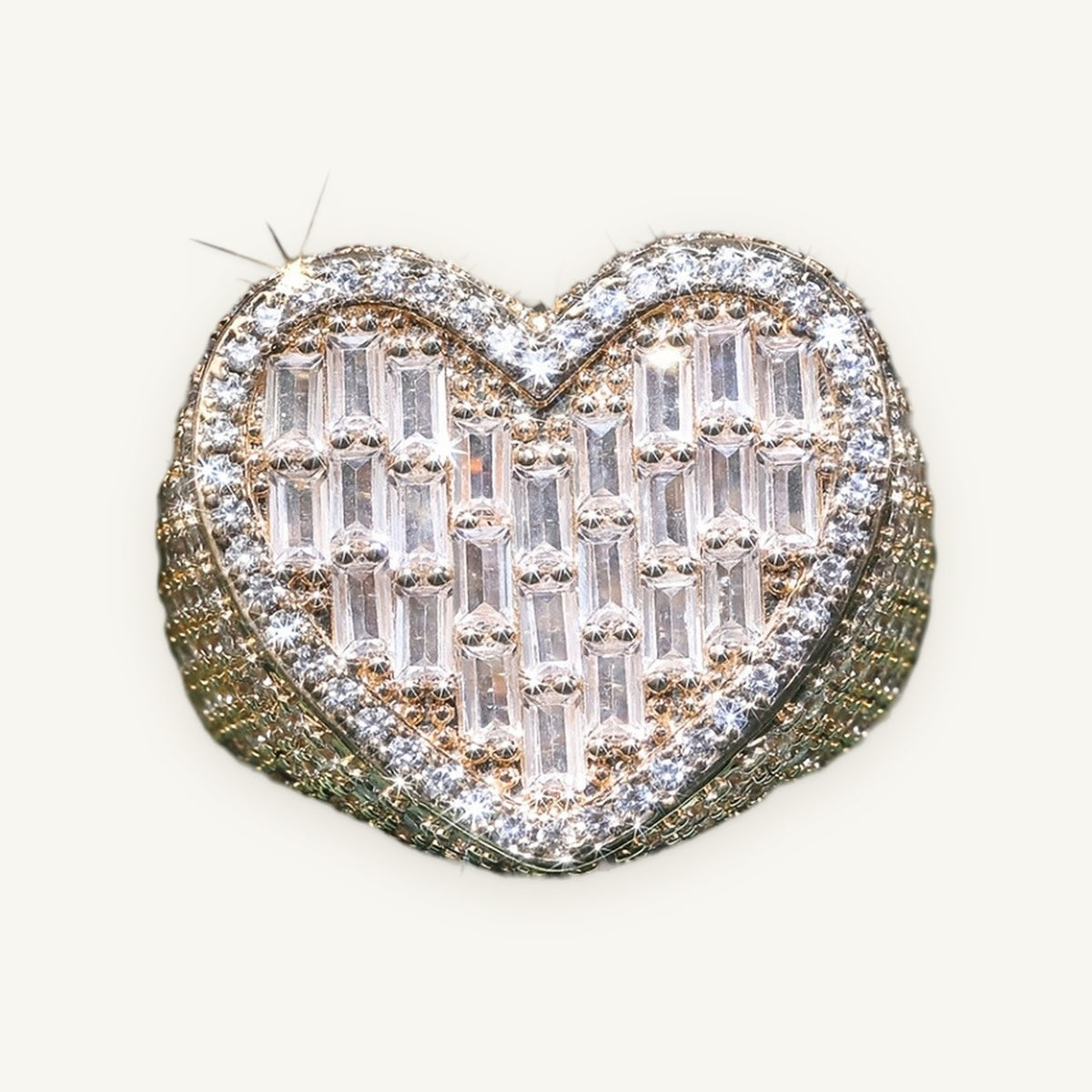 Iced Heart Ring in gold tone, OMBI AMOR 01
