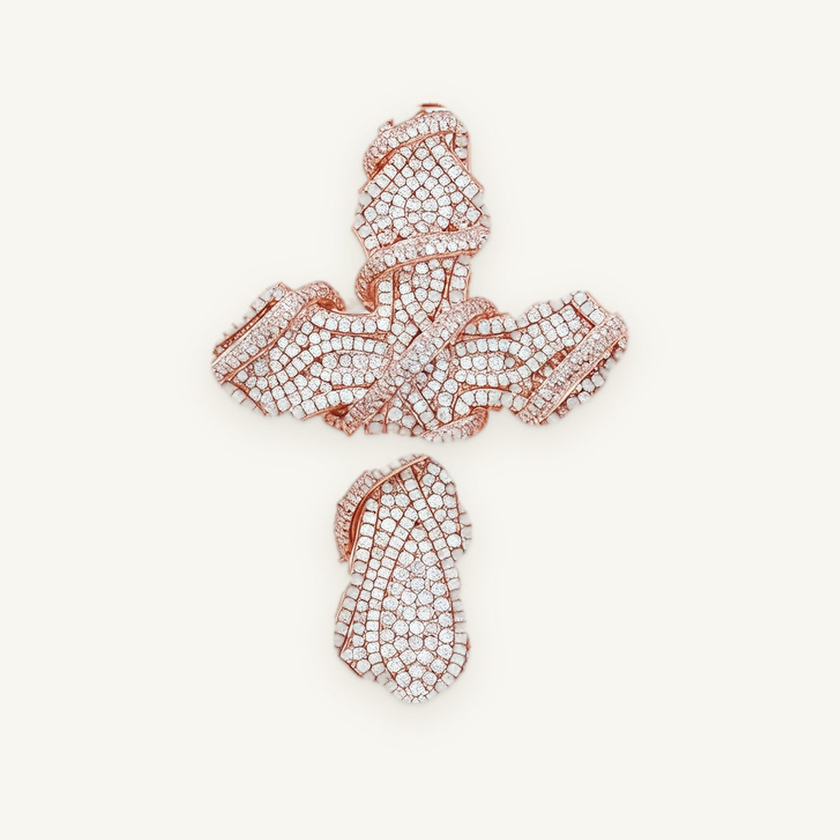 Iced Cross Pendant in rose-gold tone, OMBI CRUX02
