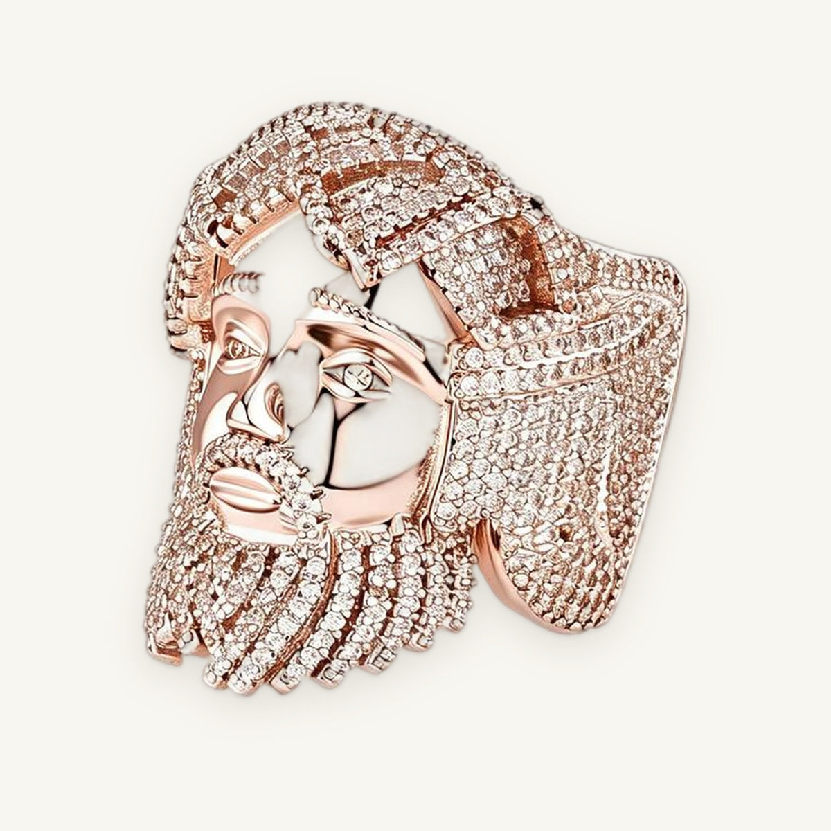 Iced Rasta Face Ring in rose-gold tone, OMBI ICON 01
