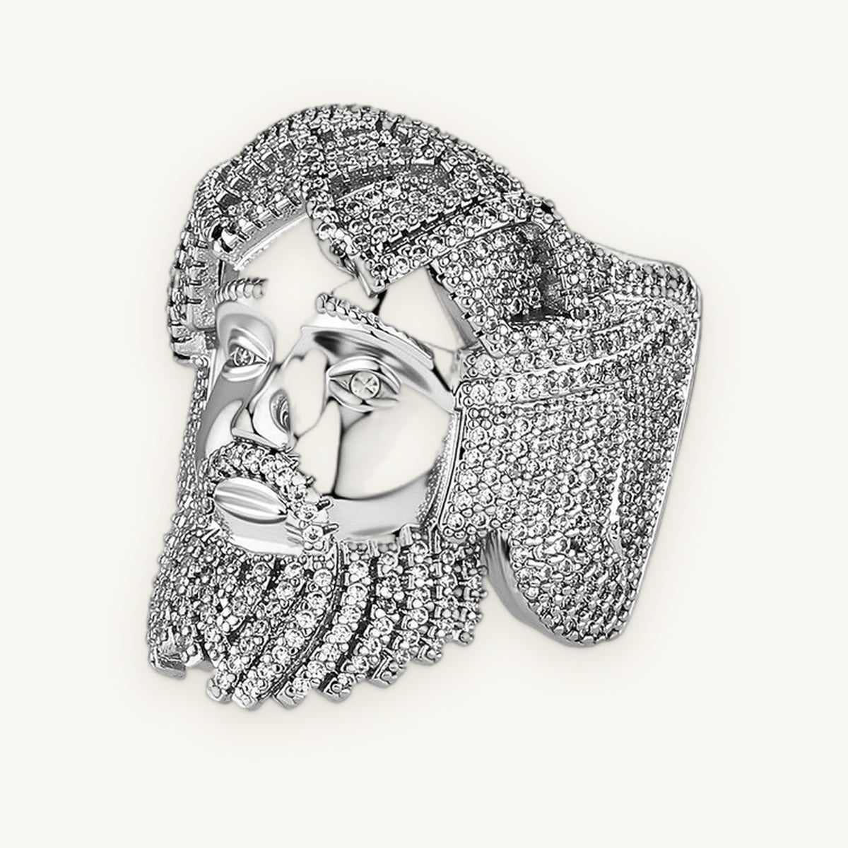 Iced Rasta Face Ring in silver tone, OMBI ICON 01