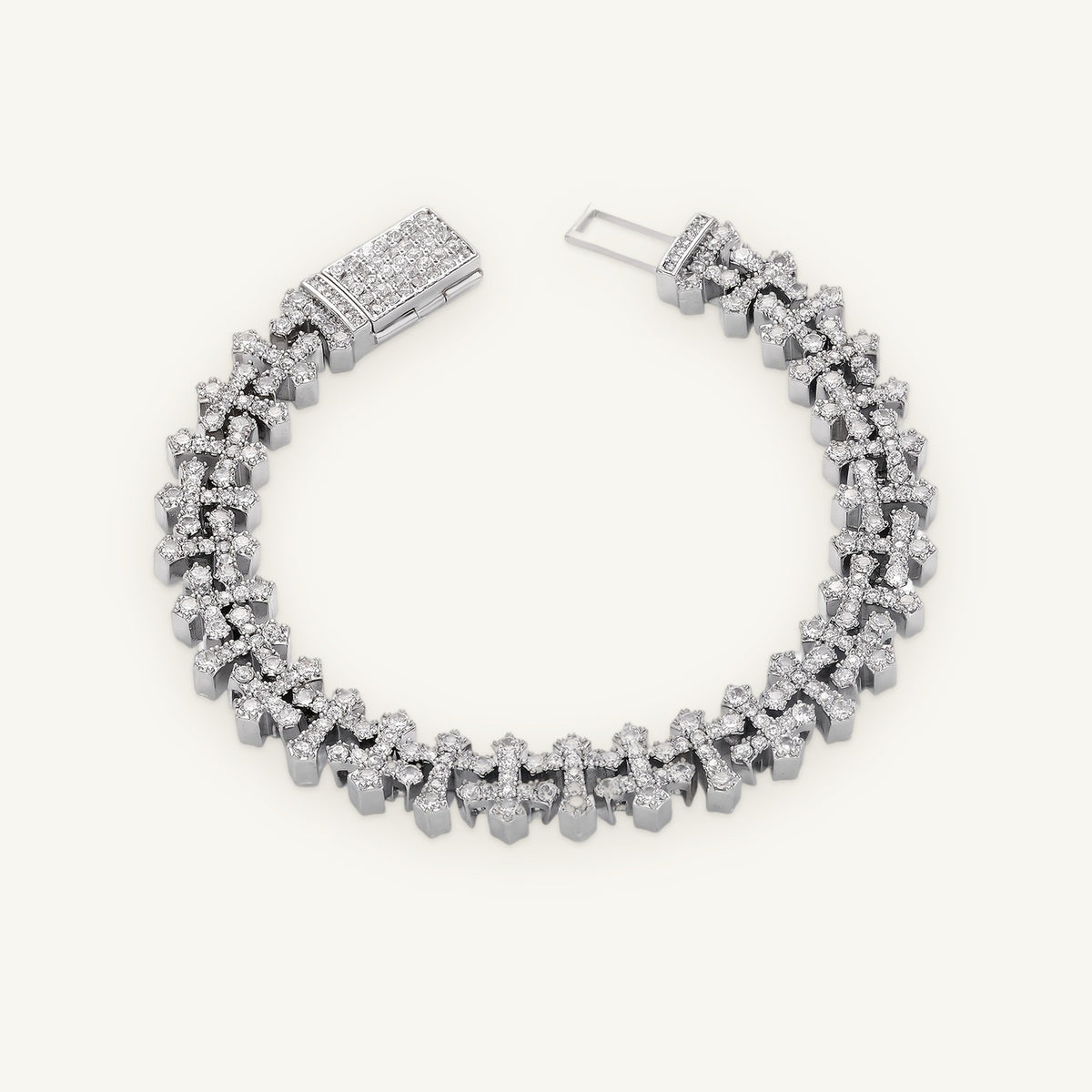 Cross Link Bracelet in silver tone, OMBI LATTICE 01