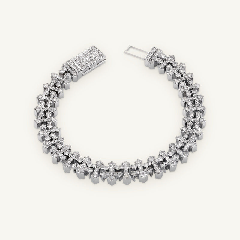 Cross Link Bracelet in silver tone, OMBI LATTICE 01