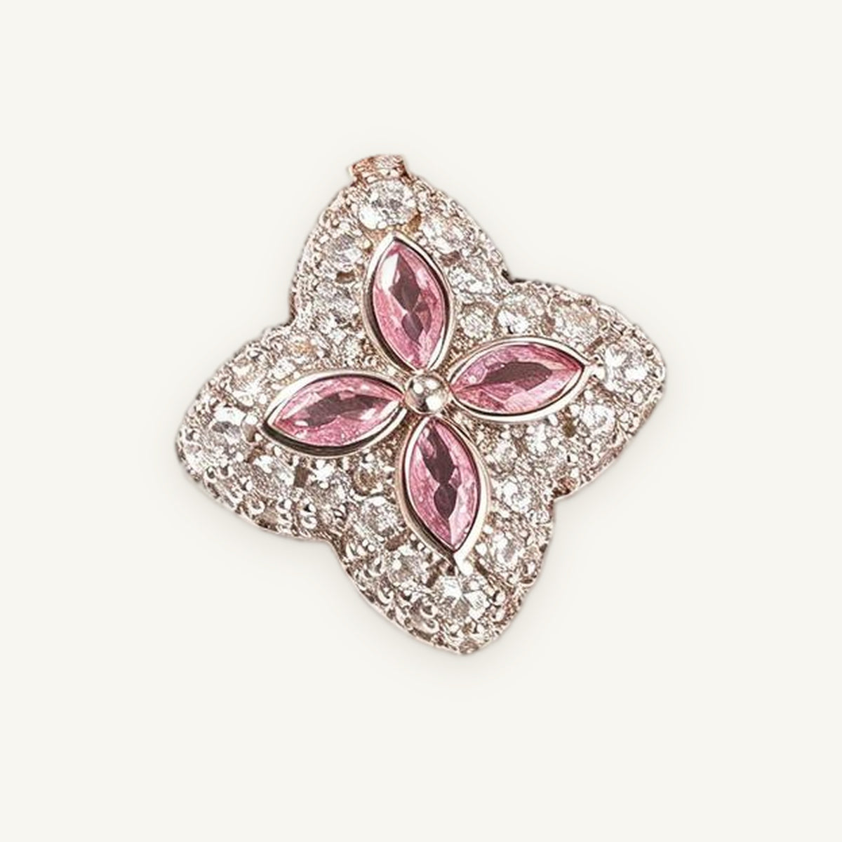 Iced Clover Pendant in rose-gold tone, OMBI LUCKY 01