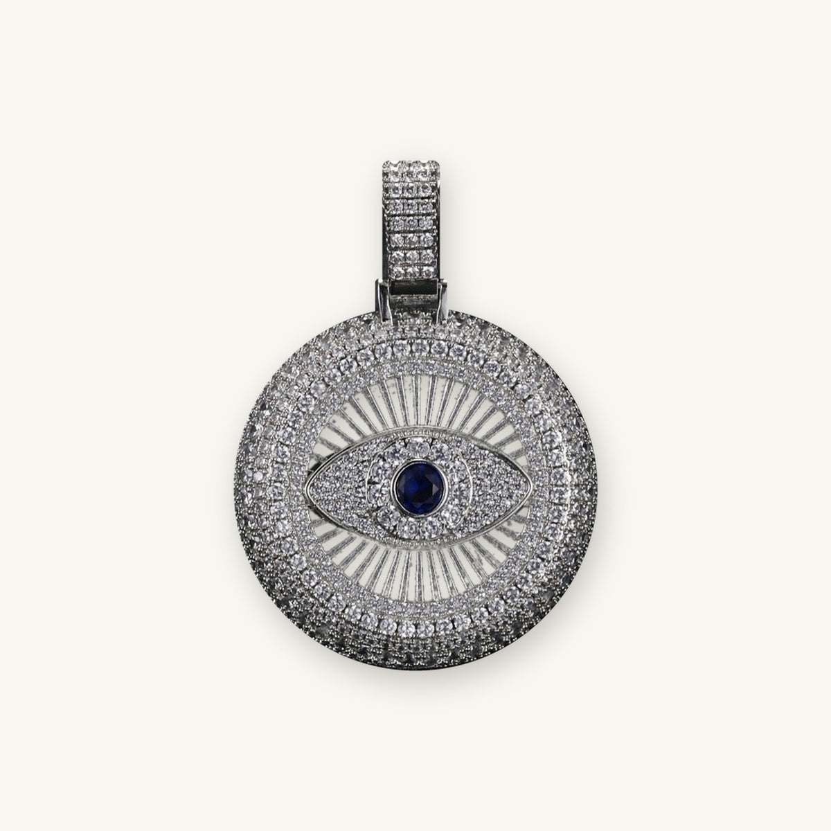 NAZAR 01 Iced Evil Eye Pendant, silver tone, iced, pendant only