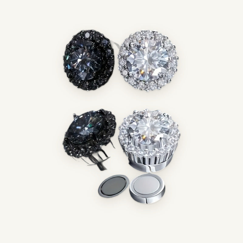 Magnetic Iced Studs in black and silver tone, OMBI SNAP 01