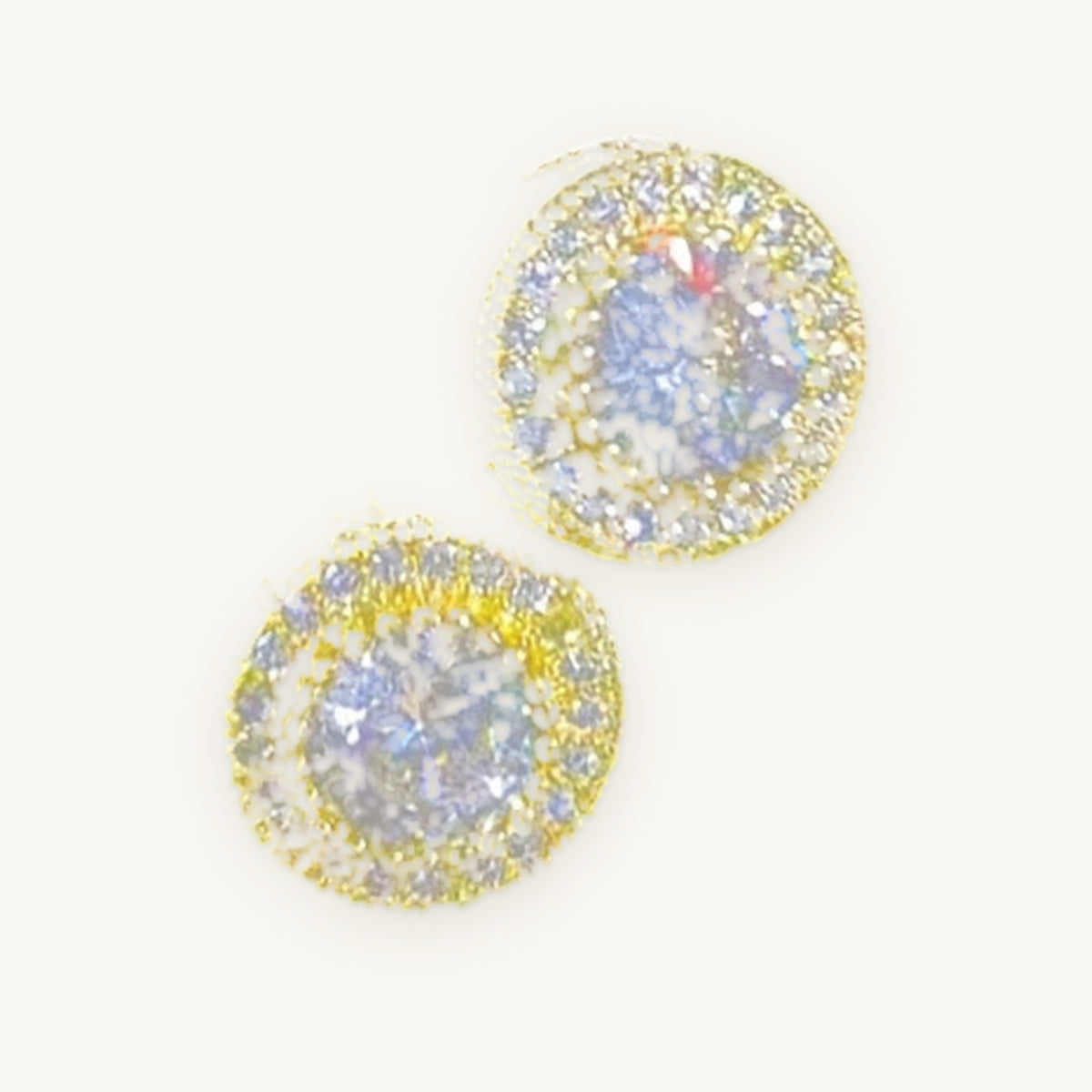 Round Iced Studs in gold and silver tone, OMBI SPARK 01