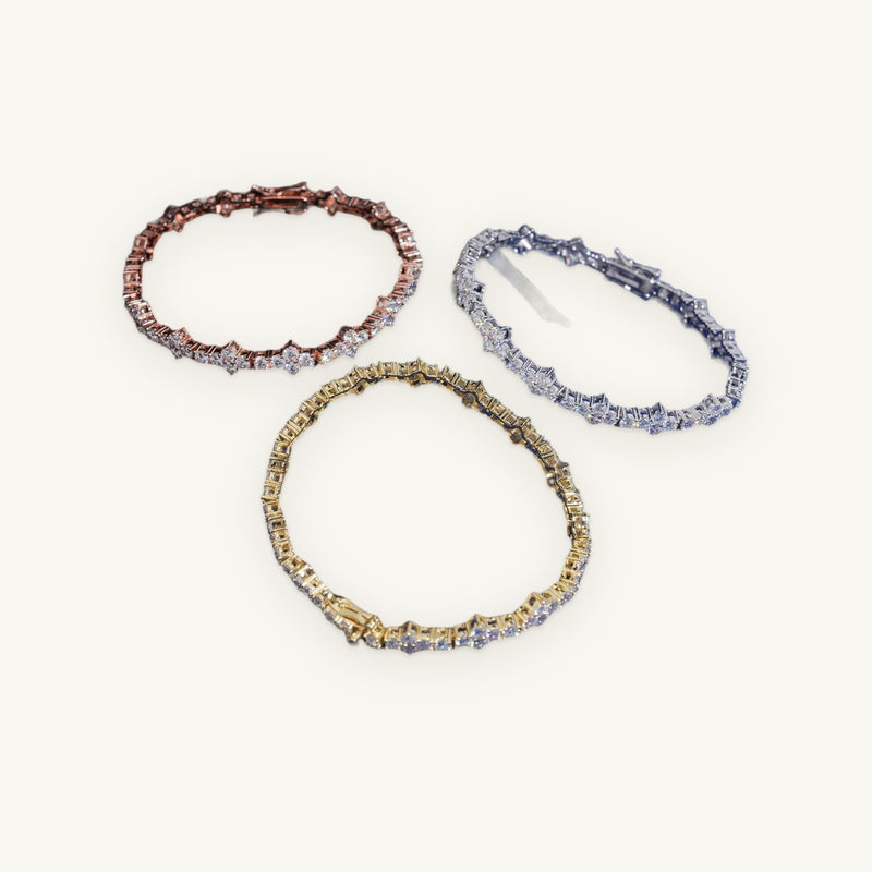 Iced Station Bracelet in silver, gold and rose-gold tone, OMBI TRIO 01