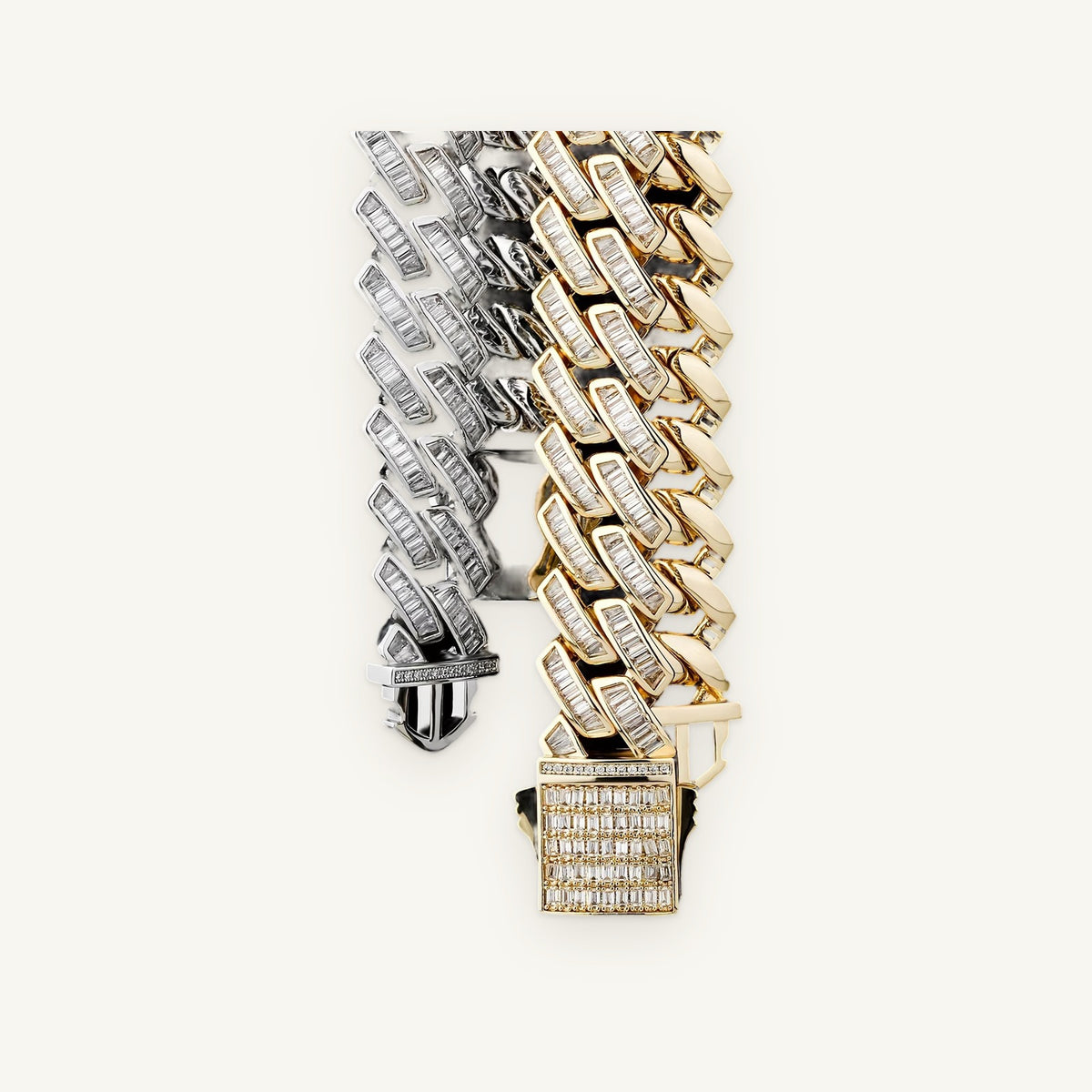 Baguette Cuban Chain in silver and gold tone, OMBI BLADE 01