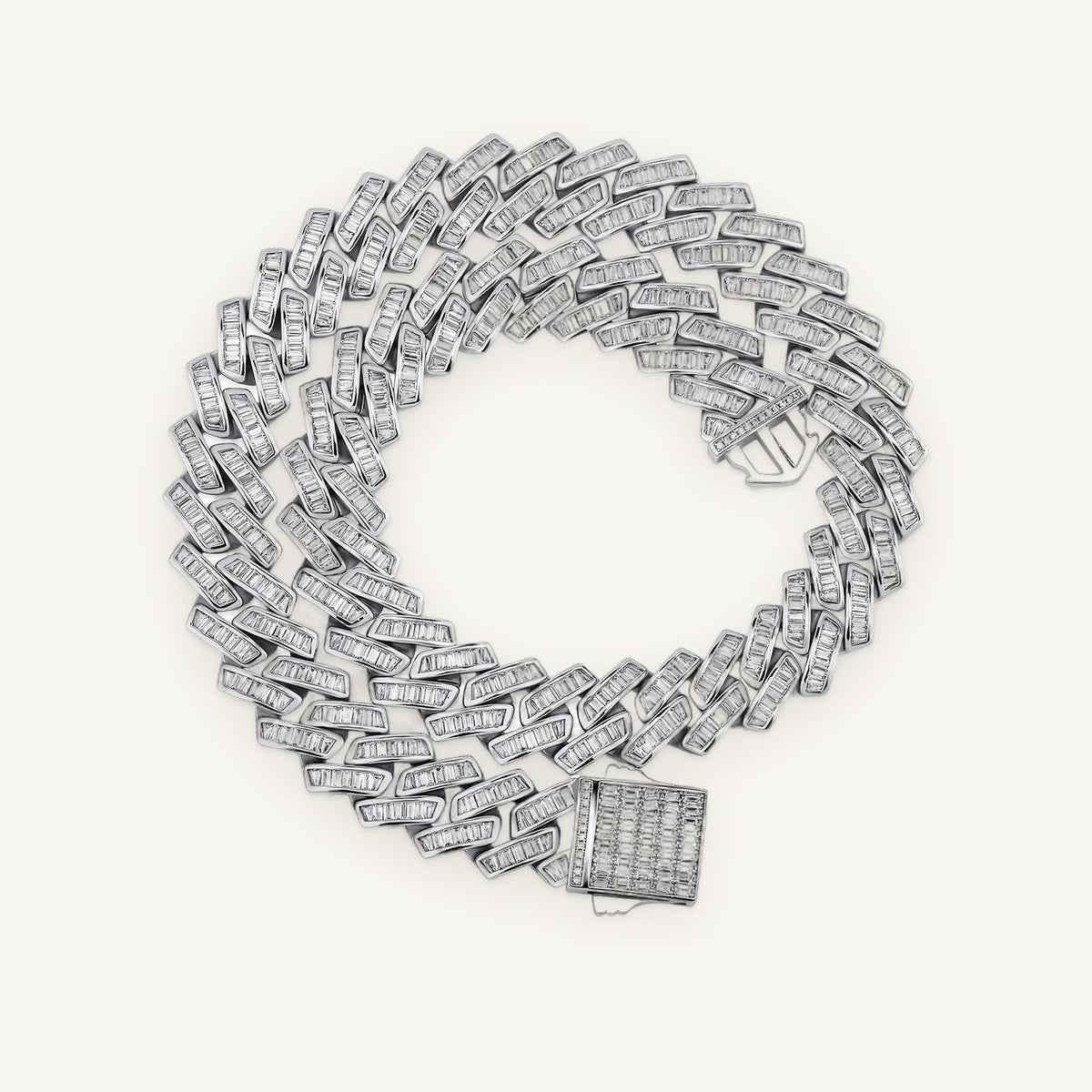 Baguette Cuban Chain in silver tone, OMBI BLADE 01