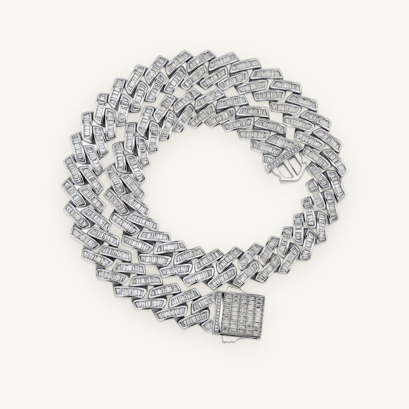 Baguette Cuban Chain in silver tone, OMBI BLADE 01
