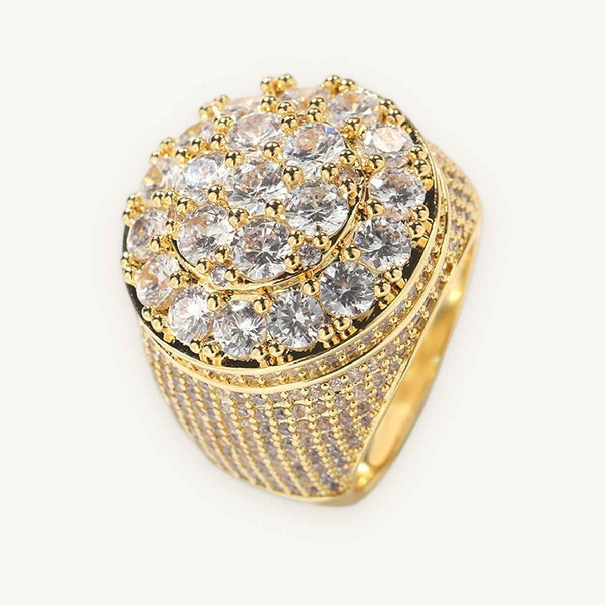 BLOOM 01 Floral Cluster Ring, gold tone, iced