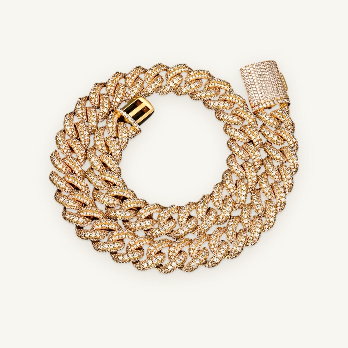 GLACIER 01 Iced Cuban Link Chain, gold tone