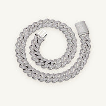 GLACIER 01 Iced Cuban Link Chain, silver tone