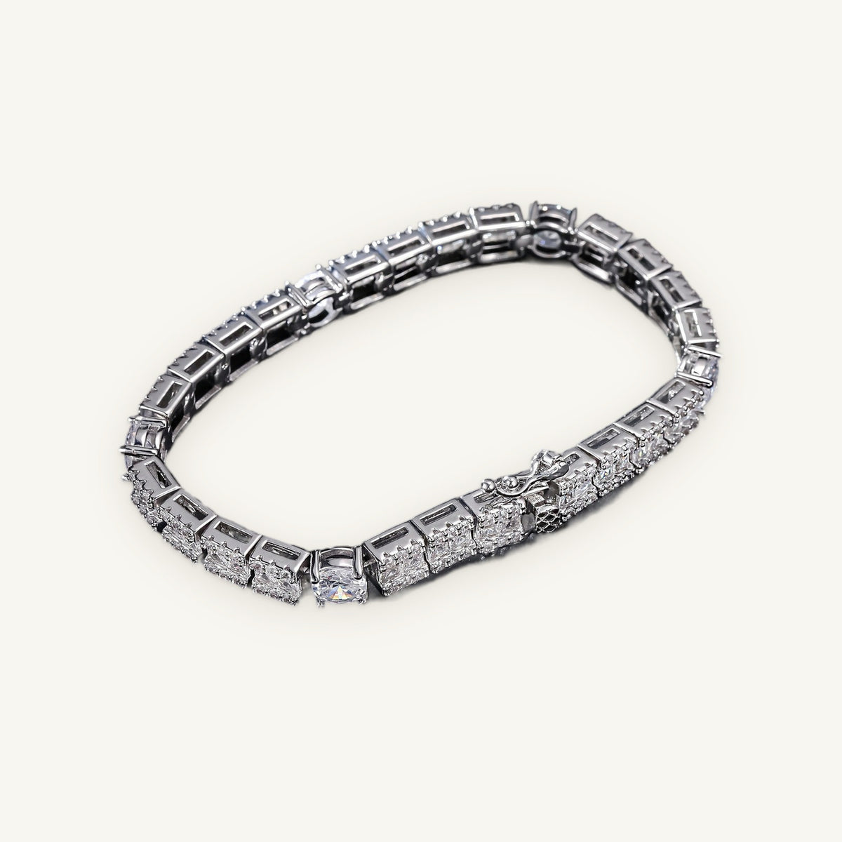 6mm Cluster Tennis Bracelet in silver tone, OMBI ICICLE 02