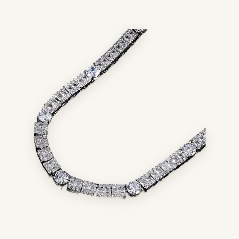 6mm Cluster Tennis Chain in silver tone, OMBI ICICLE 02