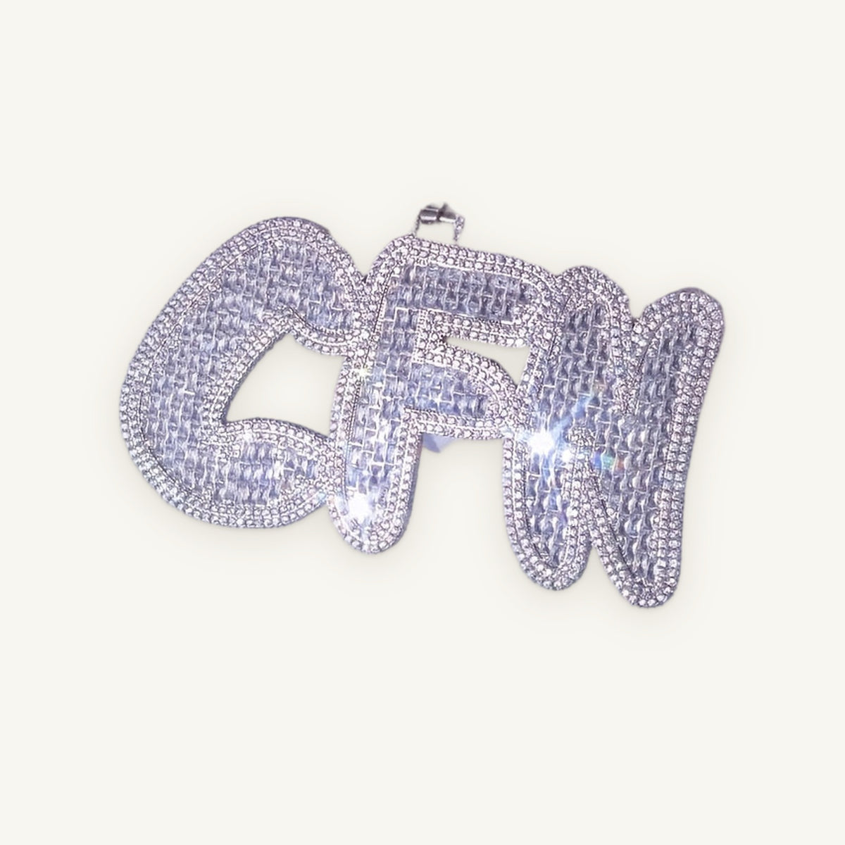 INITIAL 01 Oversized Bubble Initials, silver tone, iced