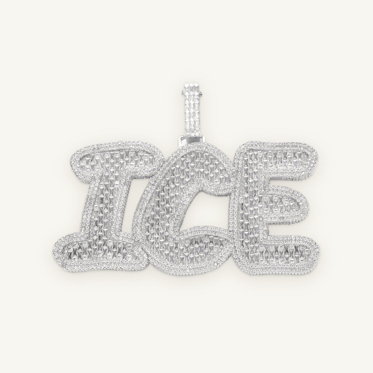 INITIAL 01 Oversized Bubble Initials, silver tone, iced