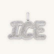INITIAL 01 Oversized Bubble Initials, silver tone, iced