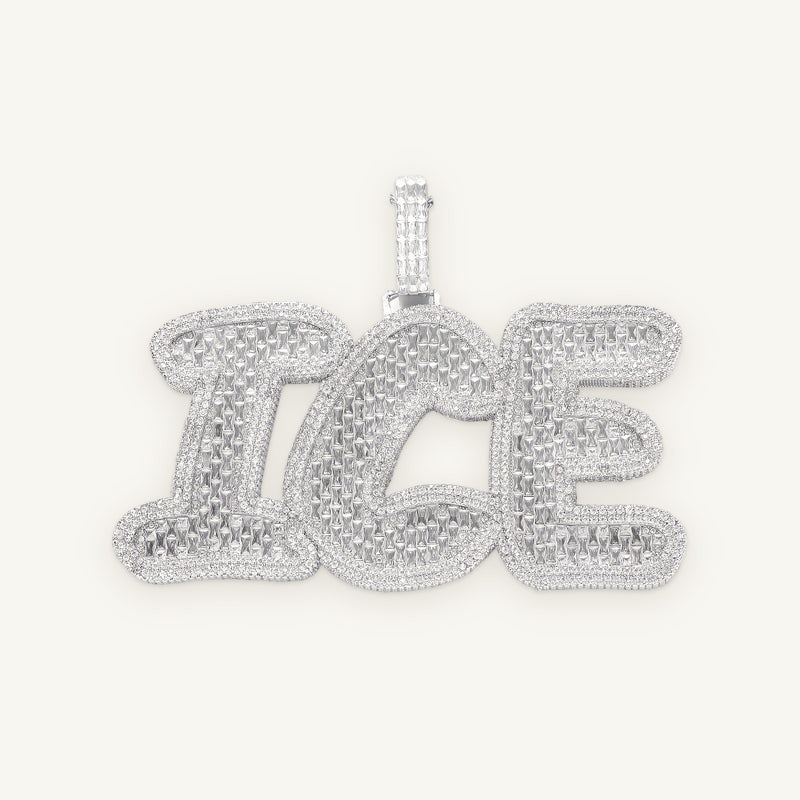 INITIAL 01 Oversized Bubble Initials, silver tone, iced