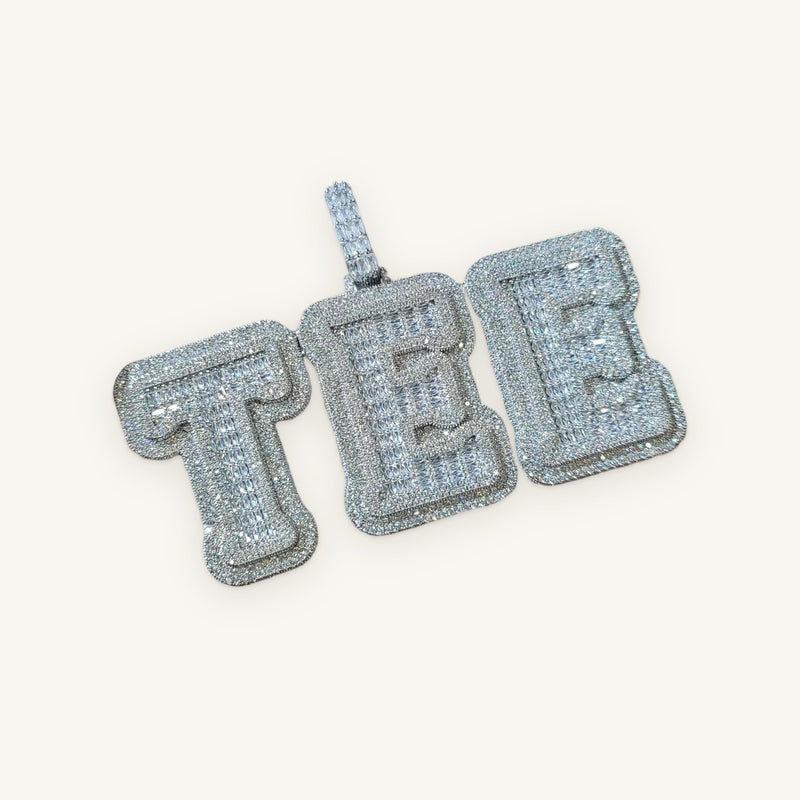 LADDER 01 Custom Stacked Letters, silver tone, iced
