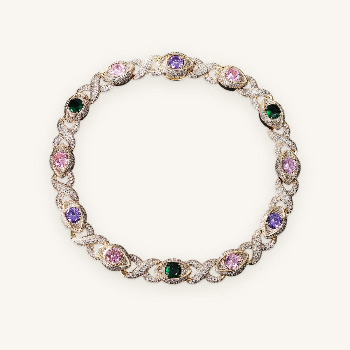 PRISM 01 15mm Multicolour Cuban, gold tone, iced