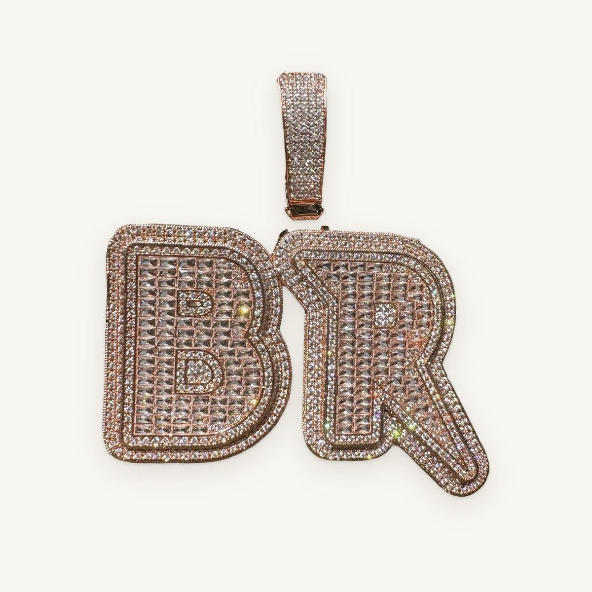 SCREAM 01 Custom Block Letters, rose gold tone, iced