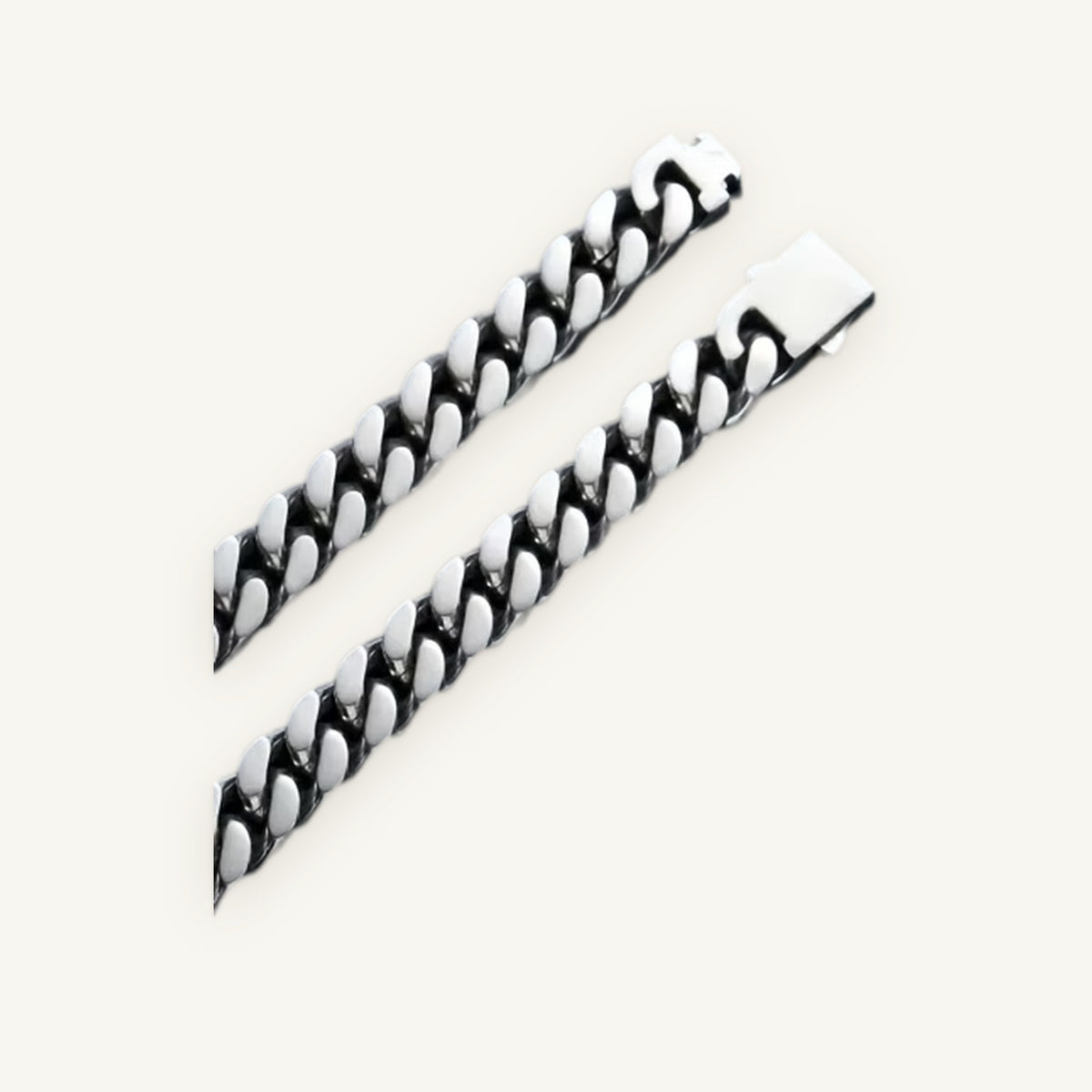 Plain Cuban Chain in silver tone, OMBI STEEL 01