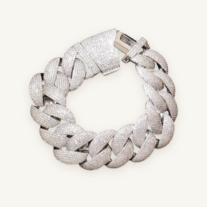 TITAN 01 24mm Cuban Bracelet, silver tone, iced
