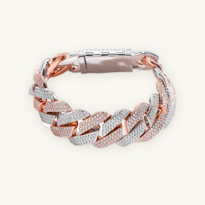 Two-Tone Cuban Bracelet in silver and rose-gold tone, OMBI TITAN 02