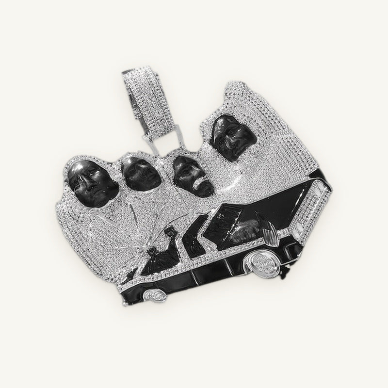 TURBO 01 Iced Lowrider Pendant, silver tone, iced, pendant only