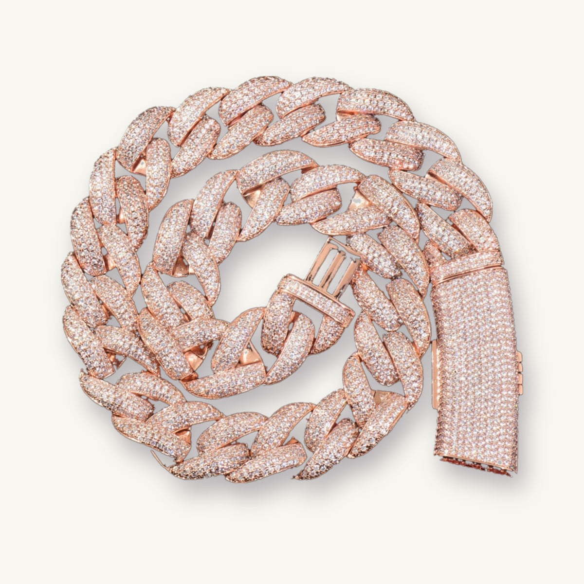 FROST 01 Iced Cuban Link Chain, rose gold tone