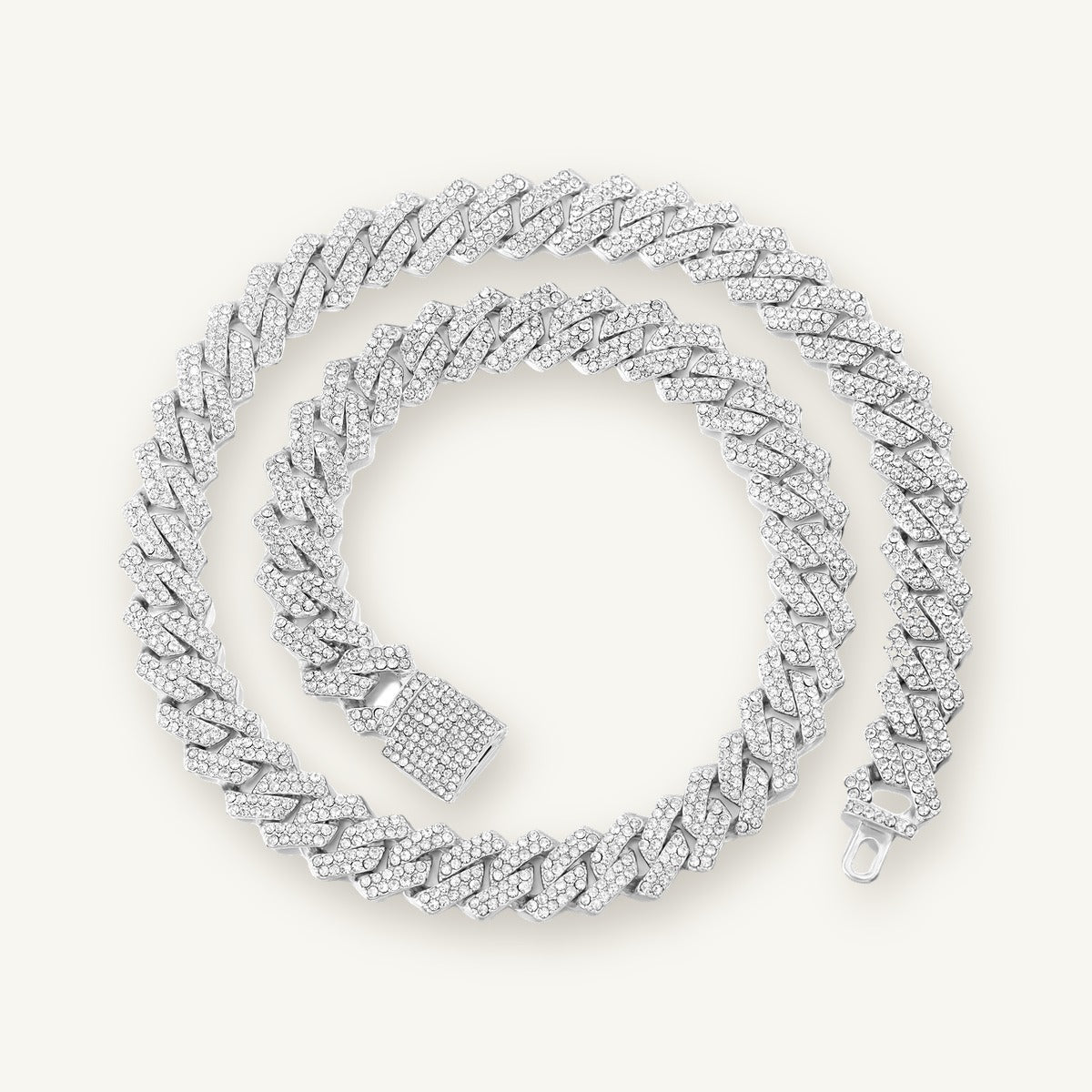 TITAN 03 20mm Miami Cuban chain coiled, silver tone, iced