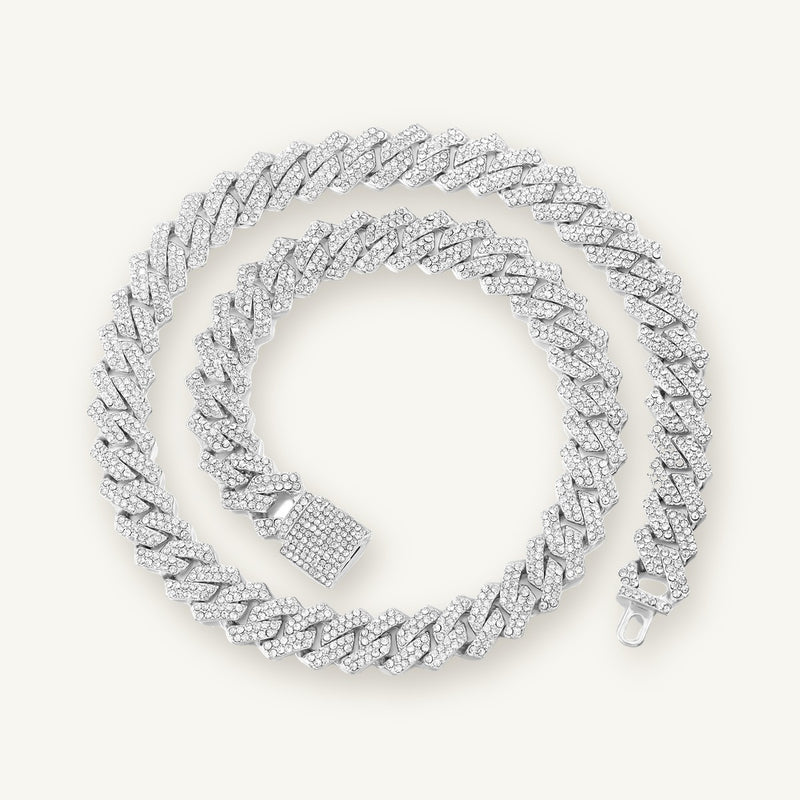 TITAN 03 20mm Miami Cuban chain coiled, silver tone, iced